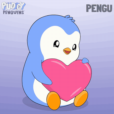 Penguin Holding Pink Heart GIF