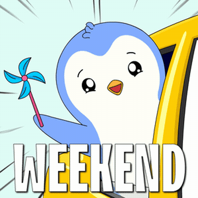 Penguin Holding Pinwheel Weekend GIF