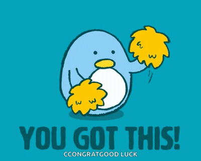 Penguin Holding Pom Pom You Got This GIF