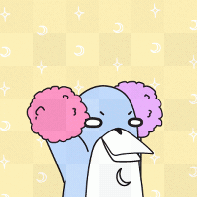 Penguin Holding Pom Poms Saying Keep Going GIF