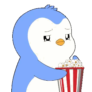 Penguin Holding Popcorn Sticker