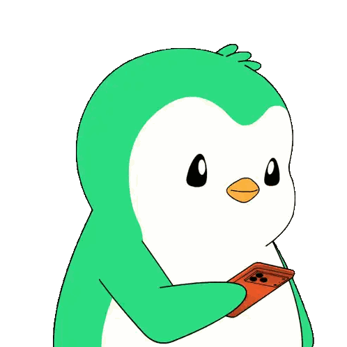 Penguin Holding Red Box Sticker
