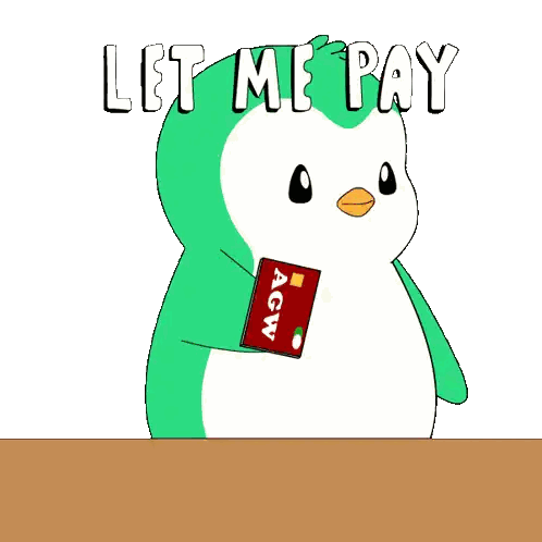 Penguin Holding Red Credit Card Sticker
