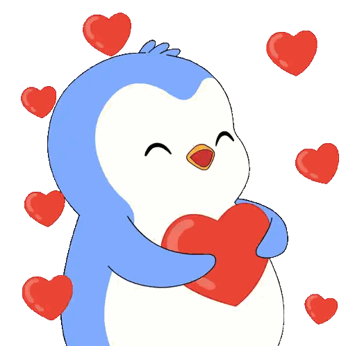 Penguin Holding Red Heart Sticker