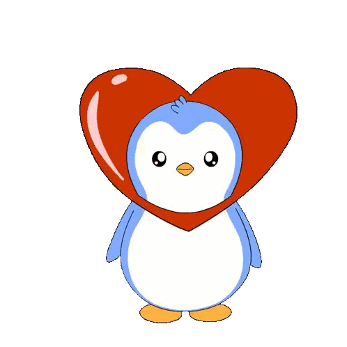 Penguin Holding Red Heart Saying I Love You Sticker