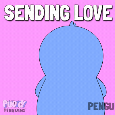 Penguin Holding Red Heart Saying Sending Love