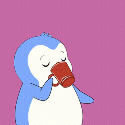 Penguin Holding Red Mug GIF