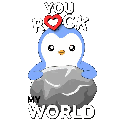 Penguin Holding Rock You Rock My World Sticker