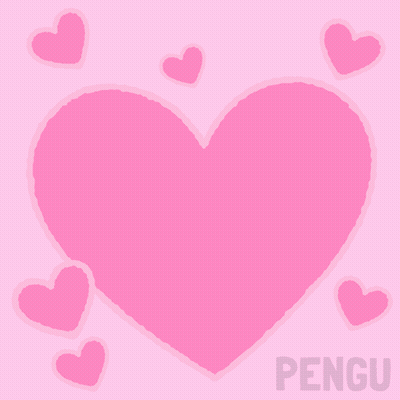 Penguin Holding Rose In Front Of Pink Heart GIF