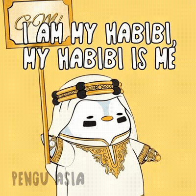 Penguin Holding Sign I Am My Habibi My Habibi Is Me GIF