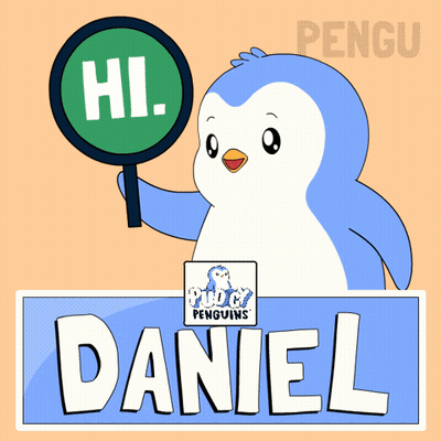 Penguin Holding Sign Saying Hi And Daniel GIF