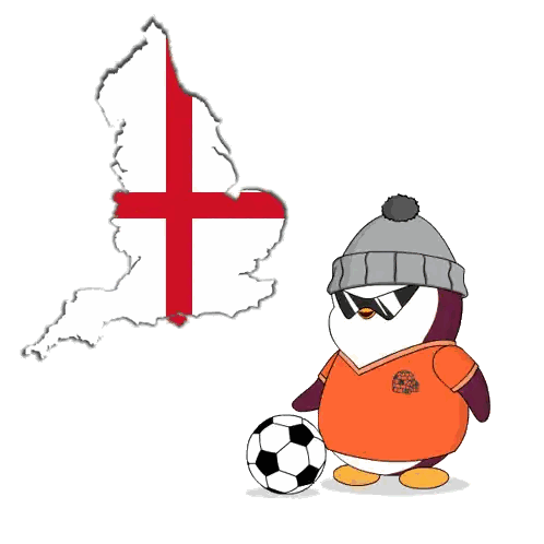 Penguin Holding Soccer Ball With England Map Sticker
