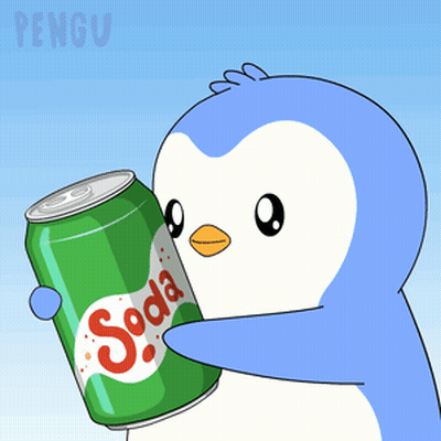 Penguin Holding Soda Can GIF
