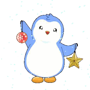 Penguin Holding Star And Christmas Ball Sticker