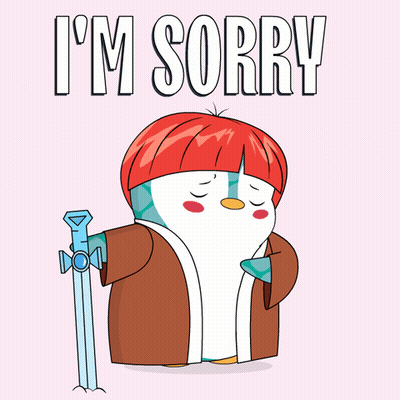 Penguin Holding Sword Sorry GIF
