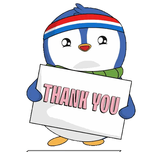 Penguin Holding Thank You Sign Sticker
