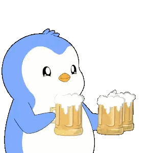 Penguin Holding Three Mugs Of Beer Sticker