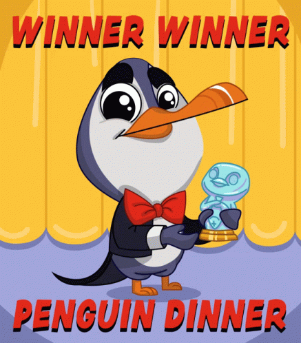 Penguin Holding Trophy Winner Winner Penguin Dinner GIF