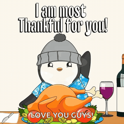 Penguin Holding Turkey I Am Most Thankful For You GIF