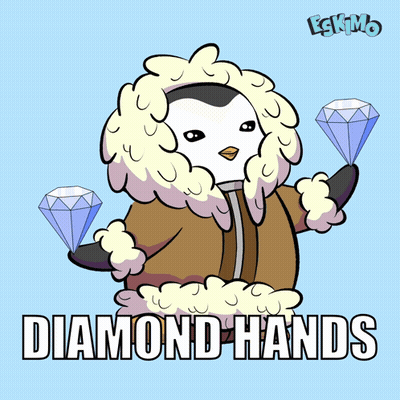 Penguin Holding Two Diamonds Diamond Hands GIF