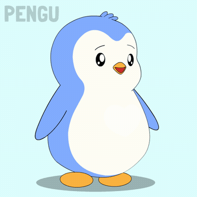 Penguin Holding Two Hearts GIF