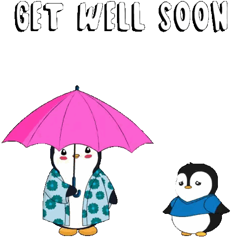 Penguin Holding Umbrella Get Well Soon Sticker