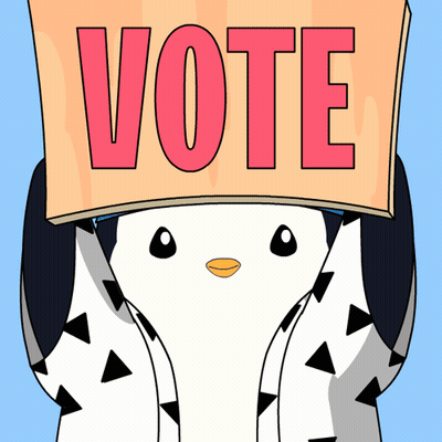 Penguin Holding Vote Sign GIF