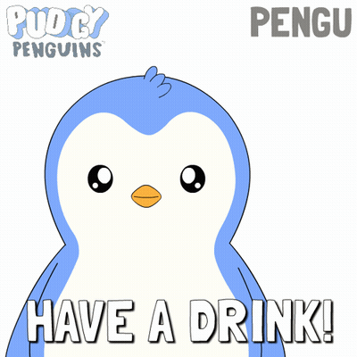 Penguin Holding Water Bottle Have A Drink GIF