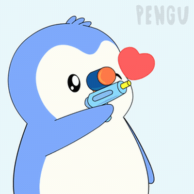 Penguin Holding Water Gun GIF