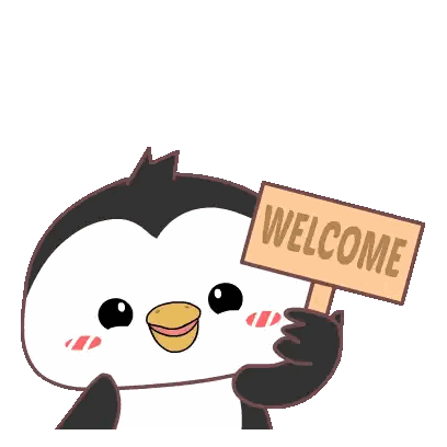 Penguin Holding Welcome Sign Sticker