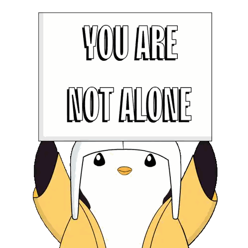 Penguin Holding You Are Not Alone Sign Sticker