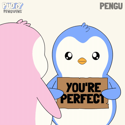 Penguin Holding You're Perfect Sign