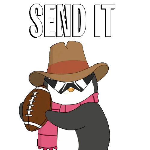 Penguin Hugging Ball Send It Sticker