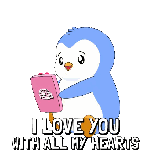 Penguin Hugging I Love You Box Sticker