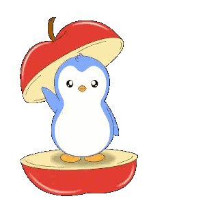 Penguin In Apple Saying Hi Sticker