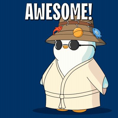 Penguin In Bathrobe And Hook Hat Says Awesome GIF