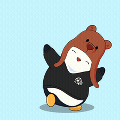 Penguin In Bear Hat And Black Sweatshirt GIF