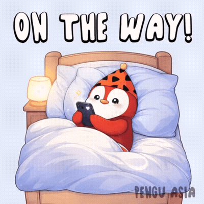 Penguin In Bed Saying On The Way GIF