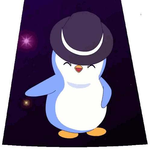 Penguin In Black Hat With Crescent Moon Sticker