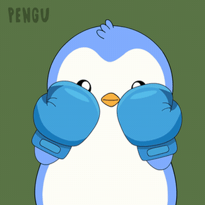Penguin In Blue Boxing Gloves Saying Pengu GIF