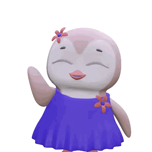 Penguin In Blue Dress Holding Red Heart Sticker
