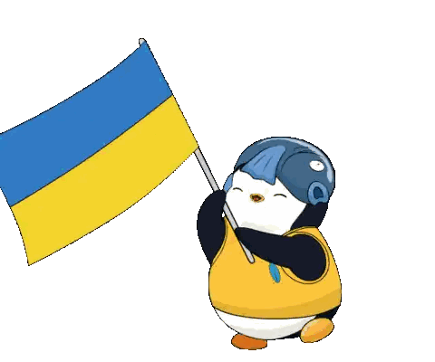 Penguin In Blue Hat Holding Flag Sticker