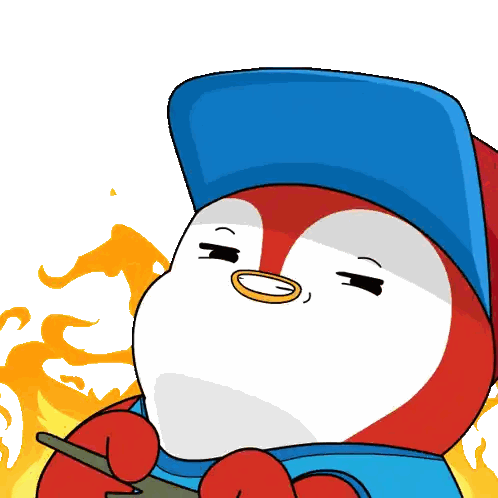Penguin In Blue Hat Holding Pen Sticker