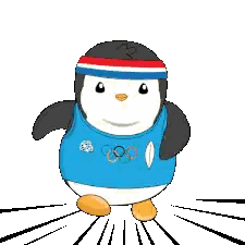 Penguin In Blue Olympic Shirt Running Sticker