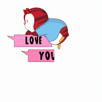 Penguin In Blue Shirt Saying I Love You So Much GIF