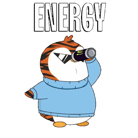 Penguin In Blue Sweater Drinking Energy Drink Sticker
