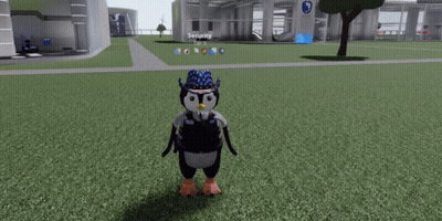 Penguin In Blue White Red Hat At Security Building GIF