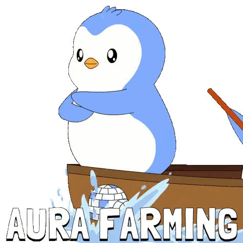 Penguin In Boat Aura Farming Sticker