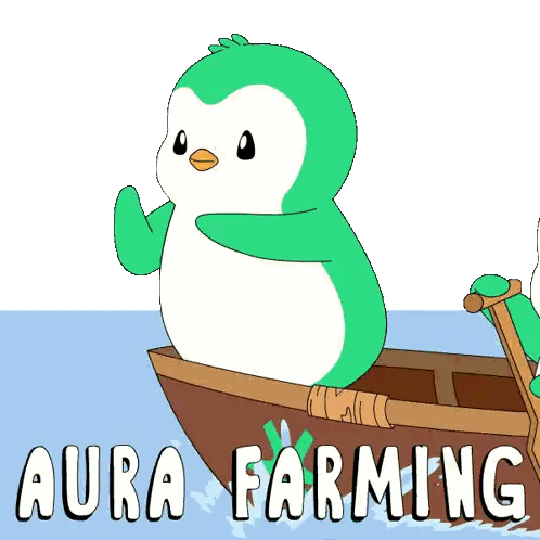 Penguin In Boat Aura Farming Sticker