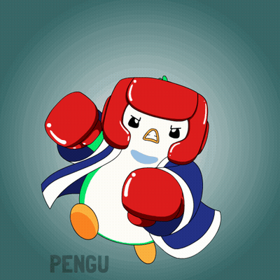 Penguin In Boxing Gloves And Cape GIF
